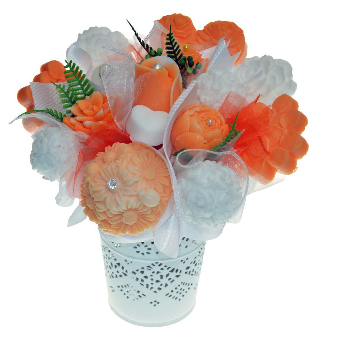 Mydlová Kytica - oranžovo - biela